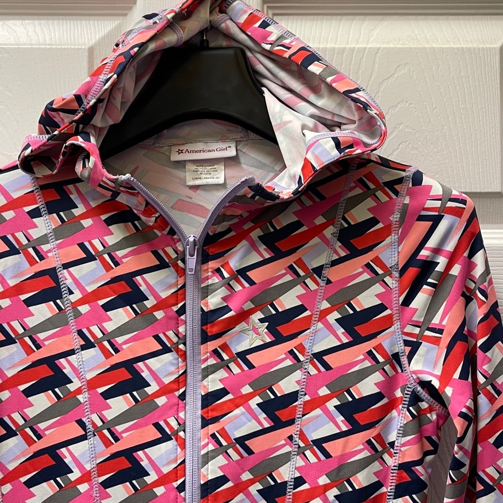 American Girl Sz L (14-16) Pink Girls Feeling Fierce Hooded Full Zip Jacket Coat